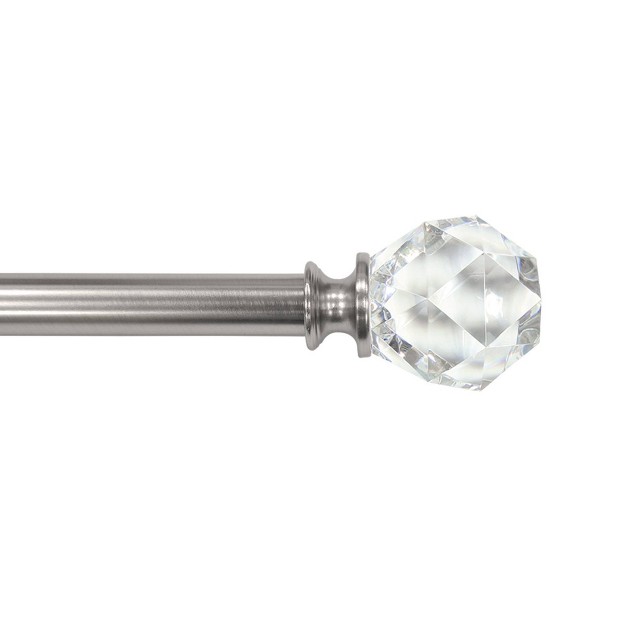 Decorative Drapery Curtain Rod With Faceted Crystal Finials Brushed Nickel Lumi Home Furnishings