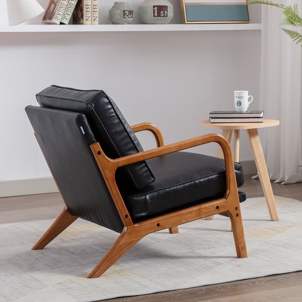 Accent Chair Modern Wood Upholstered Arm Chair