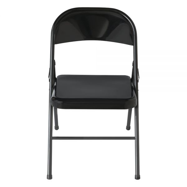 Metal Folding Chairs， Black， Set Of 4 Chairs