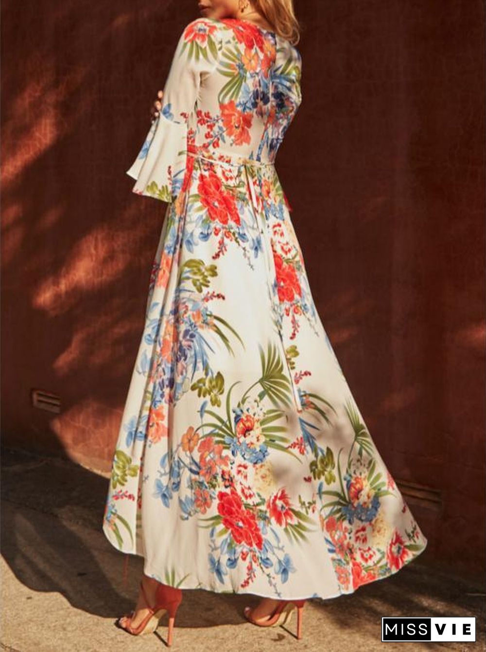 Sexy V-Collar Bohemian Floral Maxi Dress