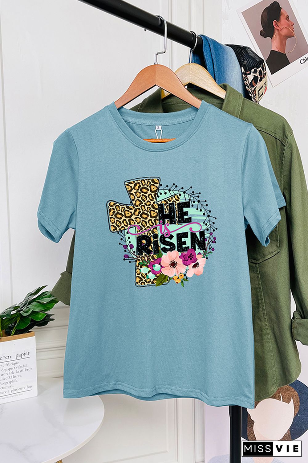 He Is Risen Easter Short Sleeve Graphic Tee Wholesale