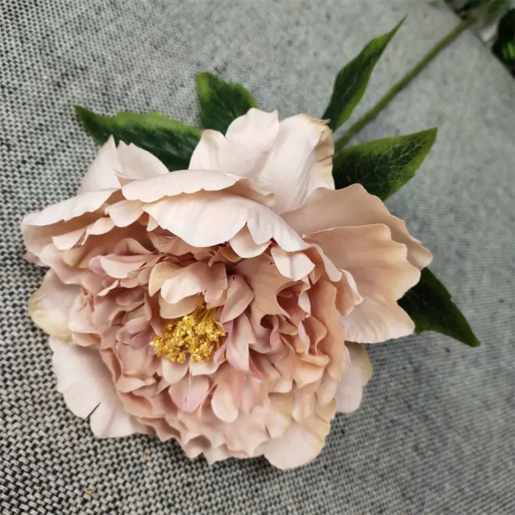 Garden Supplies Wholesale colorful single stem Real Touch Artificial big Peony Silk Flower for Decoration