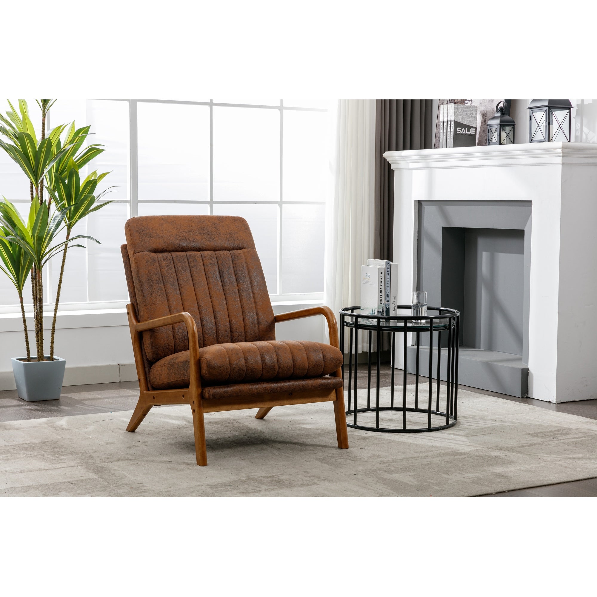 Wood Frame Armchair， Modern Accent Chair Lounge Chair for Living Room