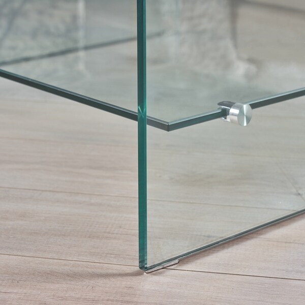 Ramona Square Glass Coffee Table with Shelf by Christopher Knight Home