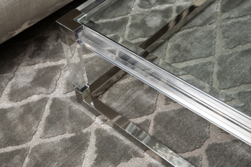 State St. Square Cocktail Table   Glass/Stainless Steel   Contemporary   Coffee Tables   by HedgeApple  Houzz