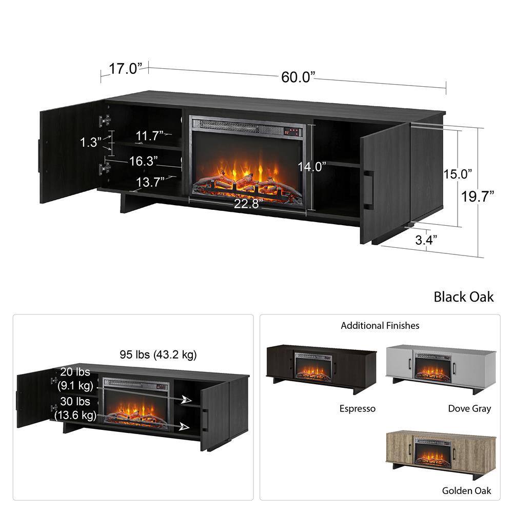 Ameriwood Home Julia 60 in. Electric Fireplace TV Stand in Espresso HD07098