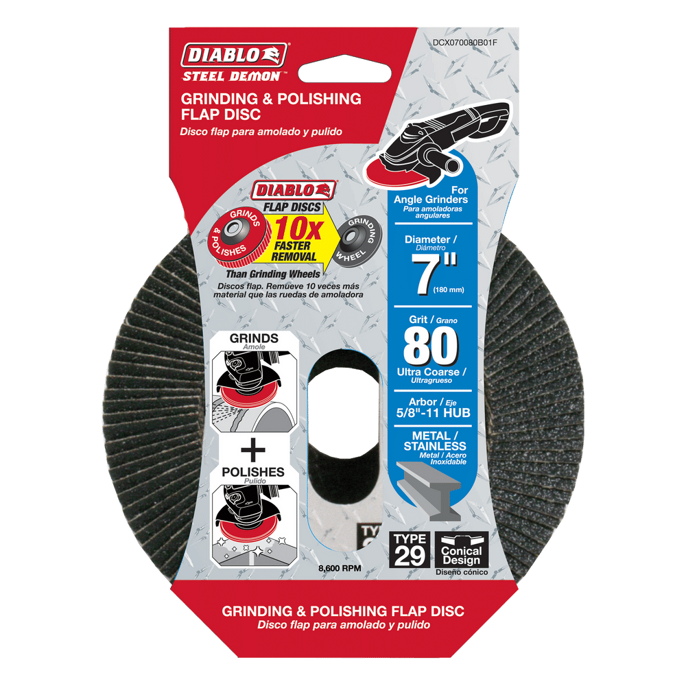 Diablo Tools 7 In. Steel Demon Flap Disc 80 Grit with Hub ;