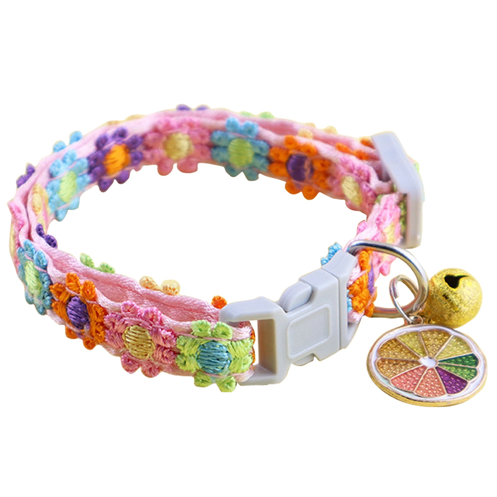 CHBORLESS 3 Pcs Colourful Flowers Cat Collar with Bell Adjustable Kitten Collar