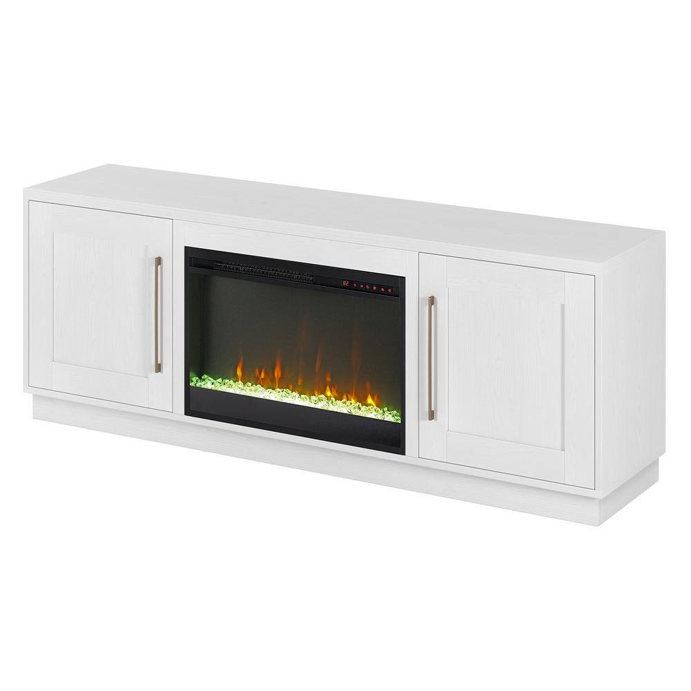 MeyerCross Tillman 68 in. White TV Stand Fits TV's up to 75 in. with Crystal Fireplace Insert TV1841