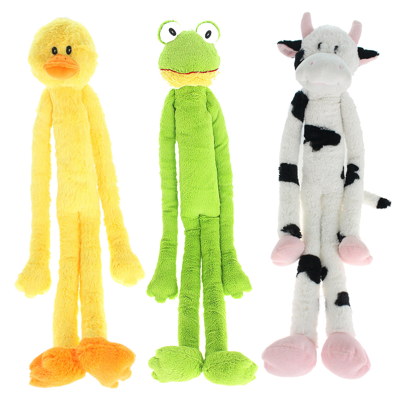 Multipet Swingin' Slevins Cow Plush Dog Toy， Extra Long， Extra Squeakers