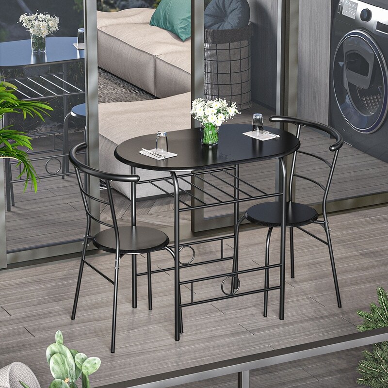 3 Piece Round Bistro Table Set for Small Spaces  Outdoor