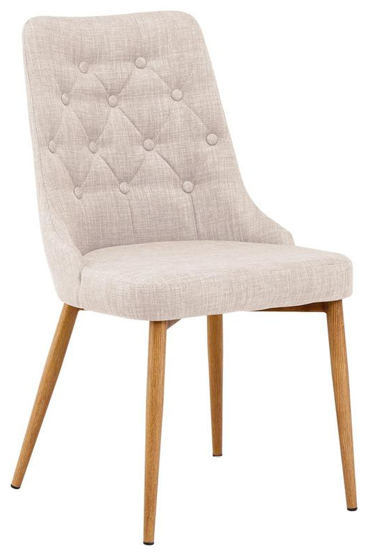 Best Master Jacobsen Fabric Upholstered Dining Side Chair in Beige (Set of 2)   Midcentury   Dining Chairs   by Homesquare  Houzz