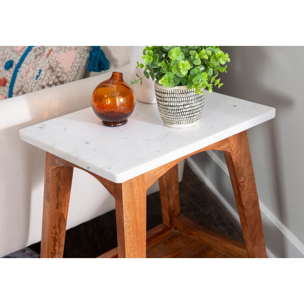 Perley Marble and Wood Side Table