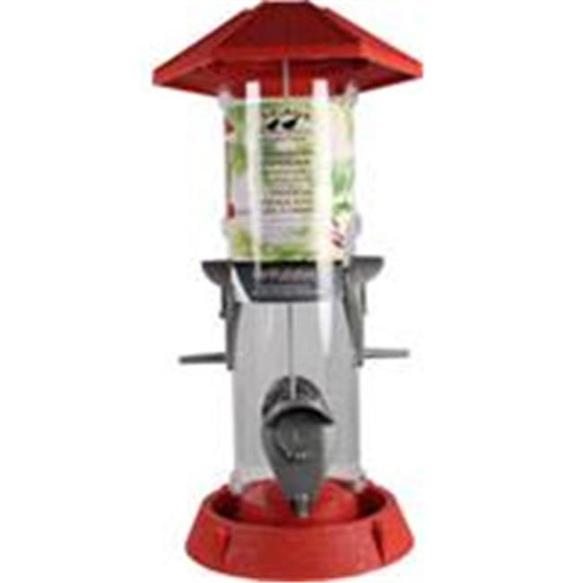 North States Industries 061086 2-In-1 Hinged-Port Bird Feederand#44; Red And Clear - 1.5 lbs.