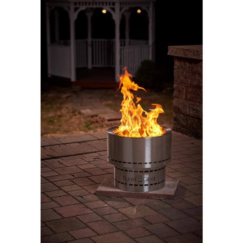 HY-C Flame Genie Inferno Pellet 19 in. x 16.5 in. Stainless Steel Wood Burning Fire Pit FG-19-SS