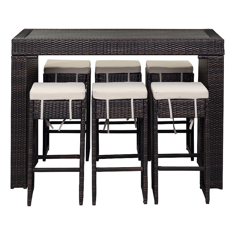 Safavieh Indoor / Outdoor Wicker Bar and Stool 7-piece Set