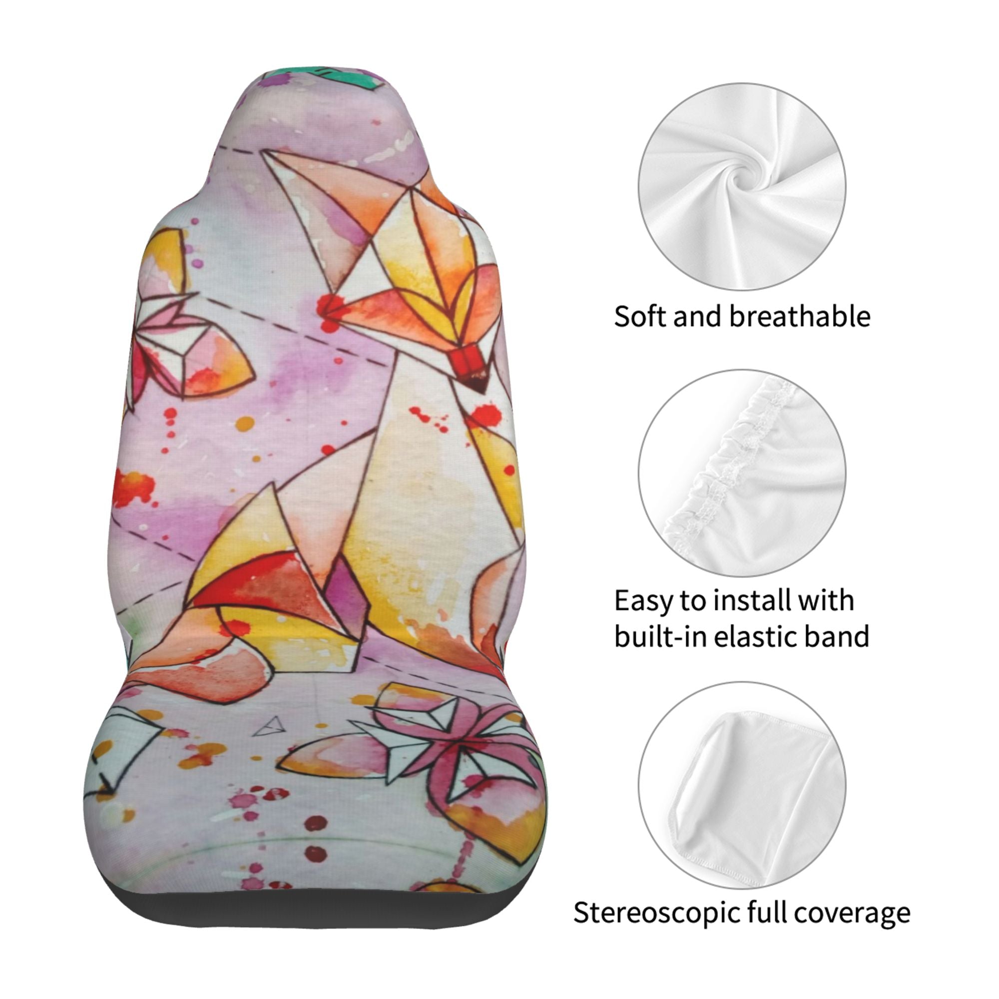 ZICANCN Car Seat Cover Drawing Origami A Fox Car Front Seat Covers Protectors ， Automotive Seat Covers for Cars Trucks Suv