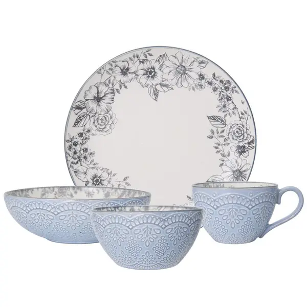 Pfaltzgraff 16-Piece Gabriela Gray Dinnerware Set