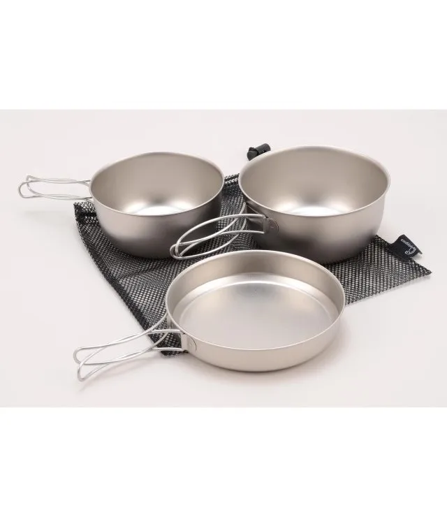 Portable Titanium Mess Kit Practical  Hygienic Cookware Set for Camping  Hiking  Fishing PY SIE022 Titanium Cooker Set of 3 pcs