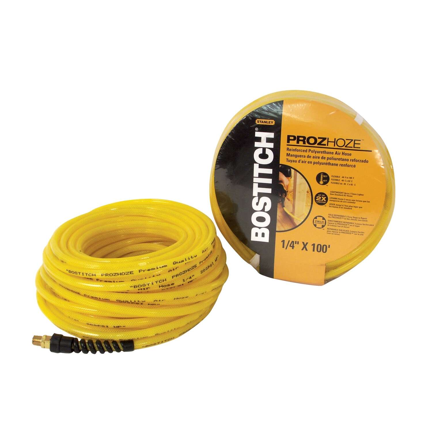 Bostitch ProzHoze 100 ft. L Polyurethane Air Hose 300 psi Yellow