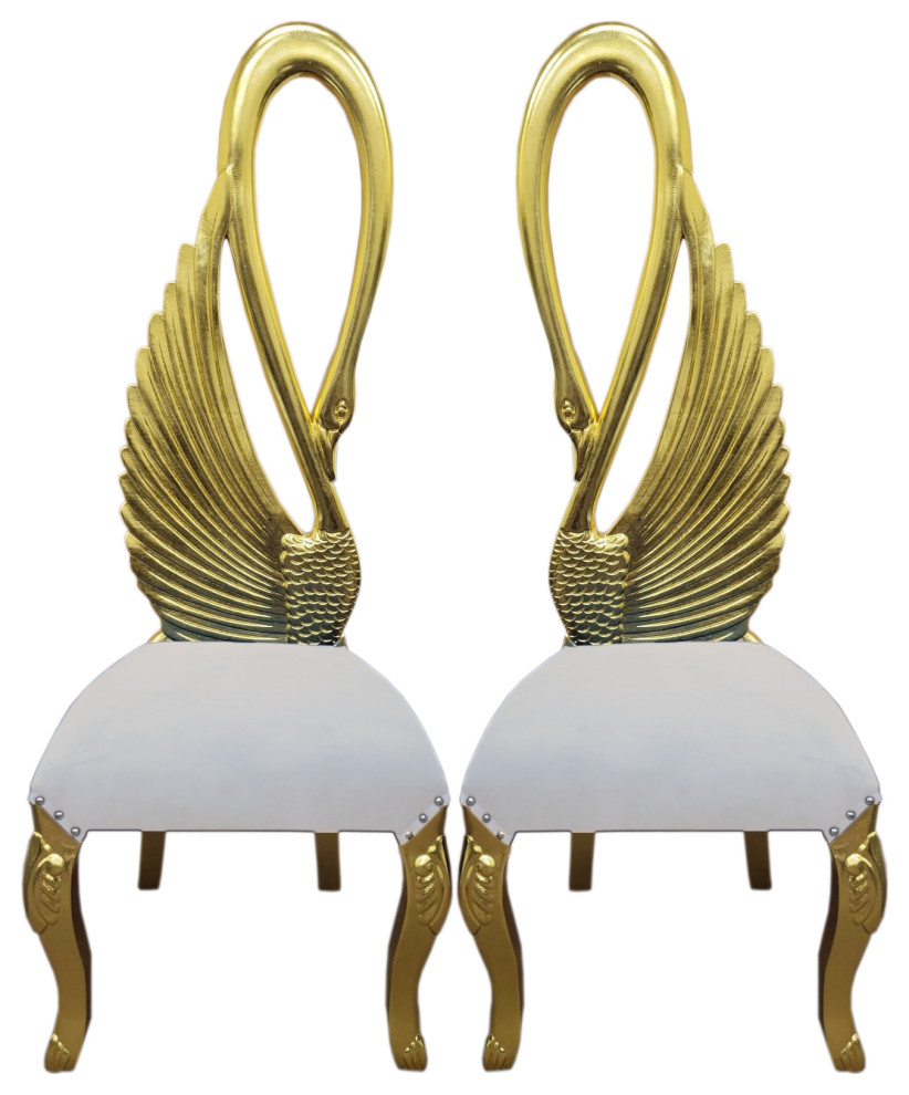 Infinity Gold Swan Chairs  Set of 2  White   Victorian   Armchairs And Accent Chairs   by Infinity Furniture  Houzz