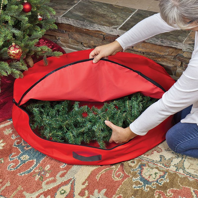 36” Red Premium Christmas Wreath Storage Bag