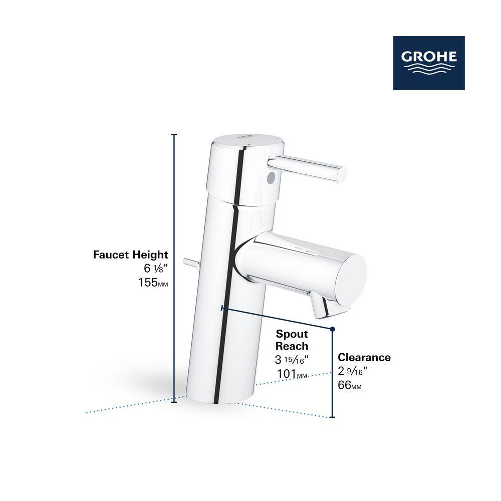 GROHE Concetto Single Hole Single-Handle Low-Arc Bathroom Faucet in StarLight Chrome 3427000A