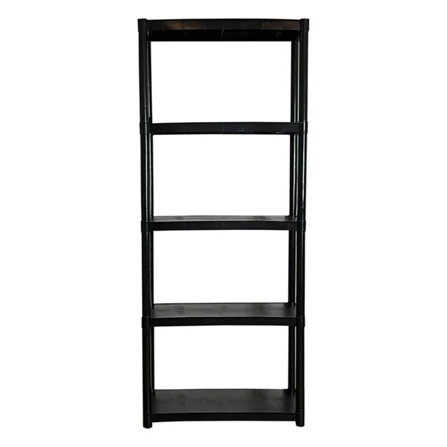 Plastic 5 Tier Utility Storage Shelving Unit Rack For Garage Shed Or Greenhouse Max 350 Pound Capacity Black