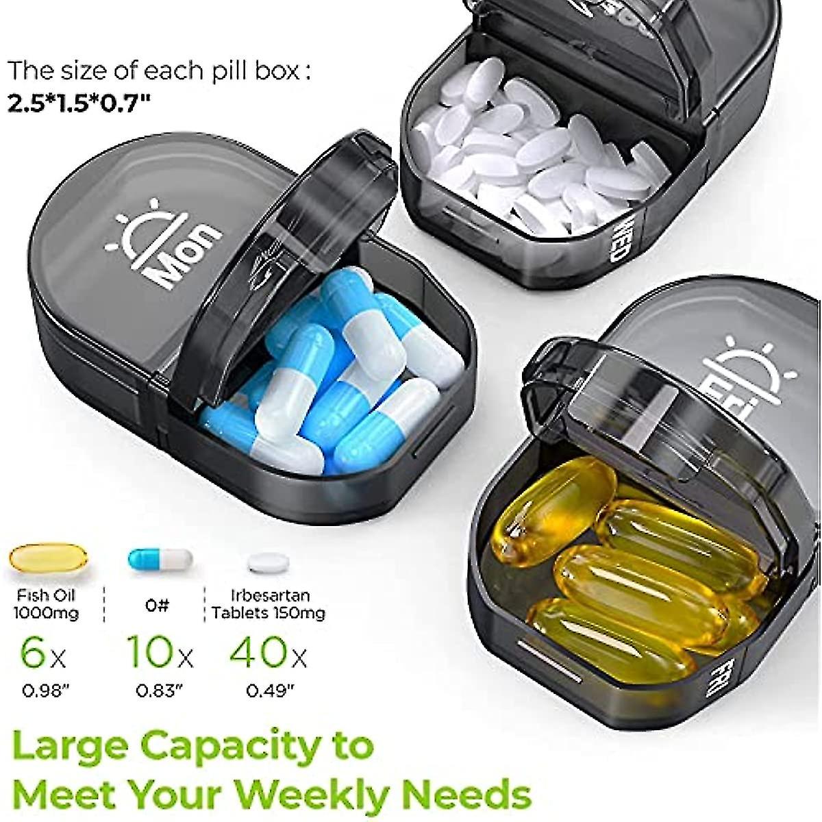 Canvas Bag Pill Boxes 7 Day 2 Times A Day  Large Ampm Pill Box Organiser With Portable Zipper Cloth Bag For Holding Supplements  Vitamins And Fish Oil