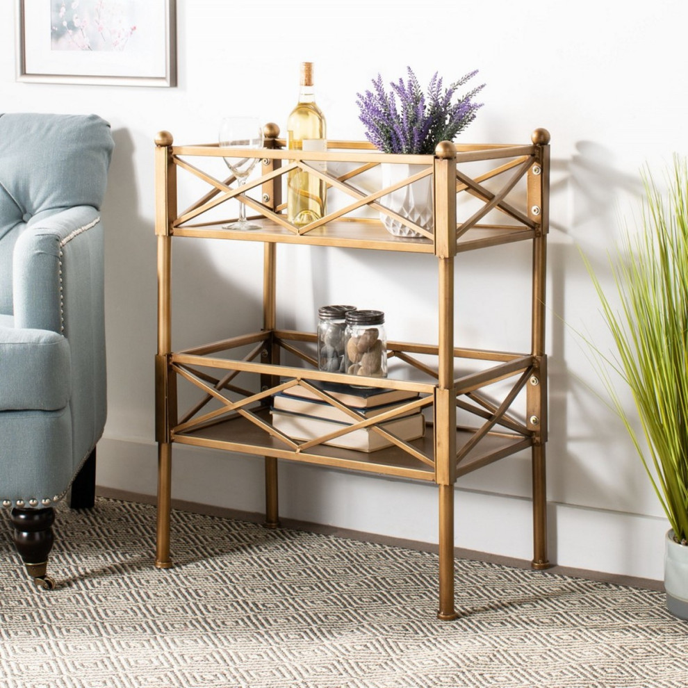 Mesha Storage Shelves  Gold   Contemporary   Side Tables And End Tables   by Rustic Home Furniture Deco  Houzz