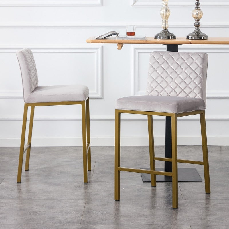 Modern Counter Height Velvet Bar Stools(set of 2)