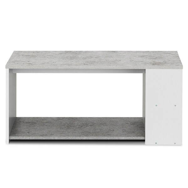 Coffee Table Sofa Side Table with Storage Shelves -Gray - 35