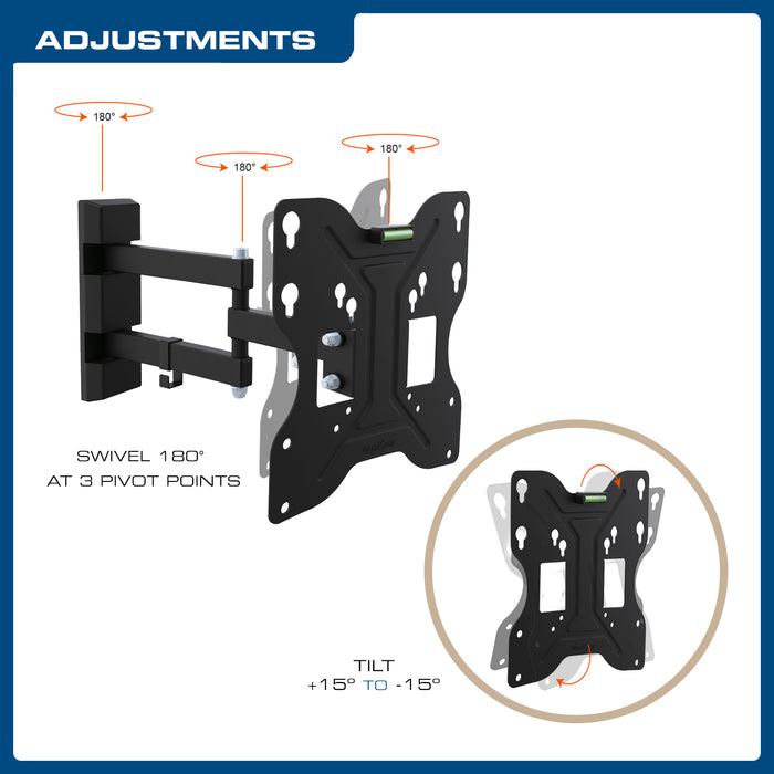 QualGear QGTM006BLK 23Inch to 42Inch Universal Low Profile Tiltin