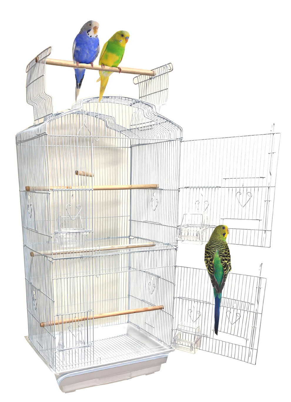 Large 36-inch Open Top Portable Hanging Travel Bird Flight Cage for Parakeets Finches Canaries Lovebirds Small Quaker Parrots Cockatiels Budgie Green Cheek Conure