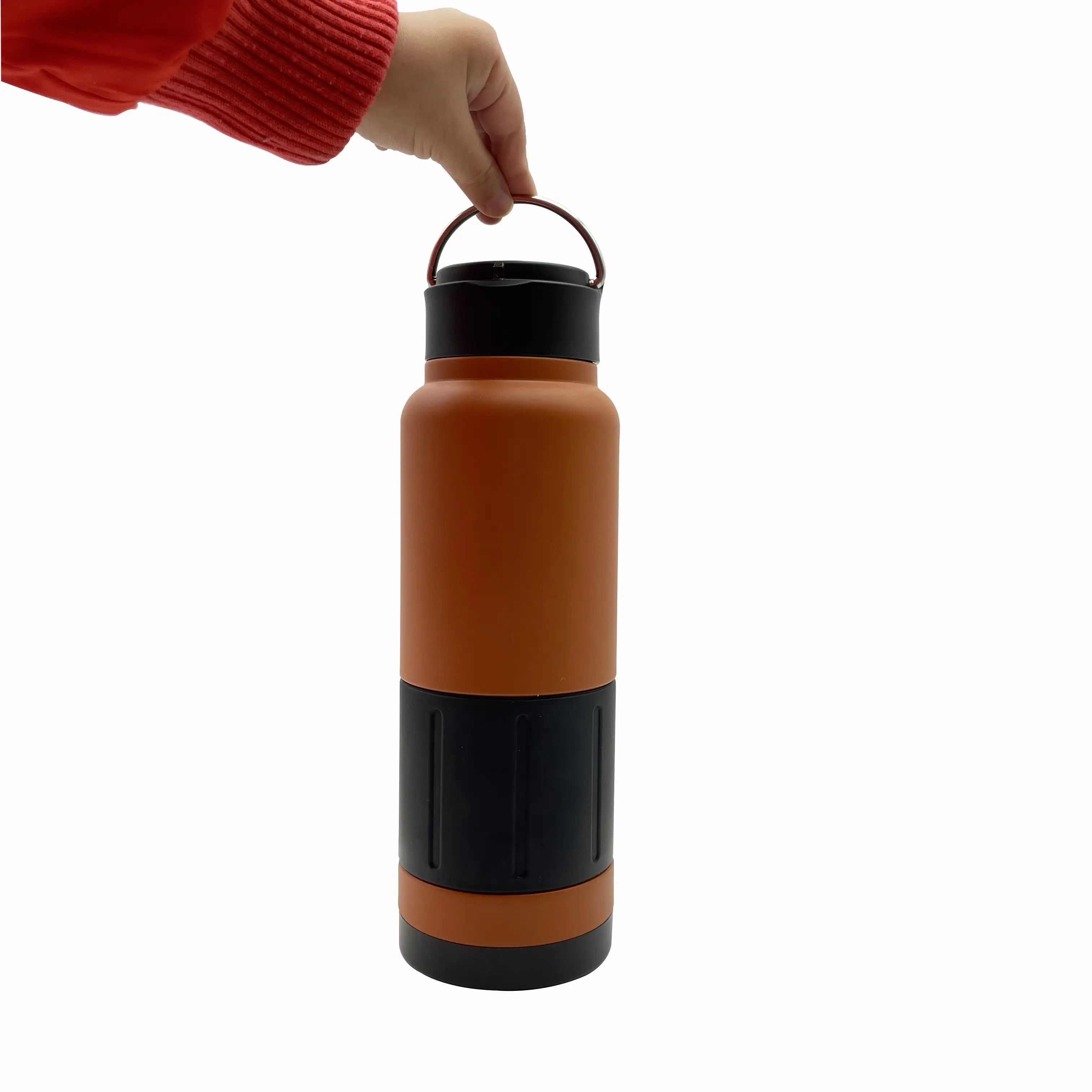 Customized 21oz Double Wall Custom Logo Vacuum Flask Standard Mouth Insulated Leakproof Sport Water Bottle with Handle Lid