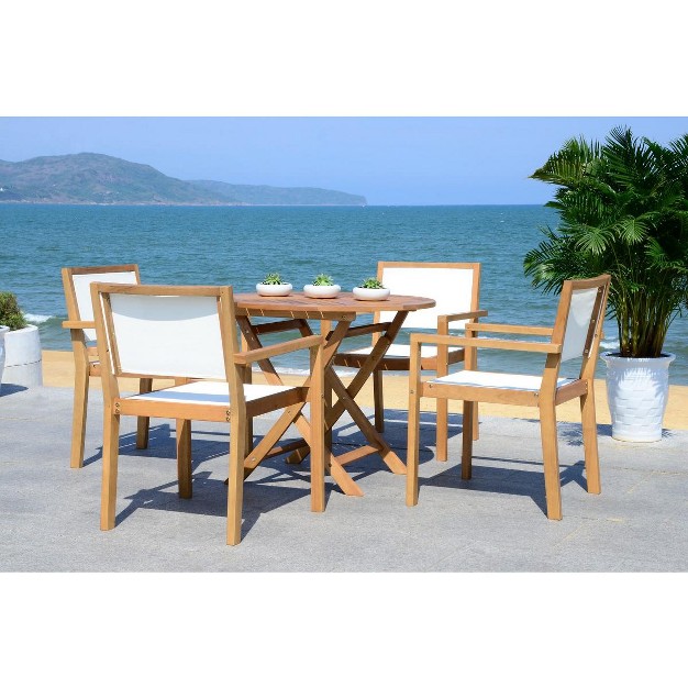 Chante 5 Piece Patio Outdoor Dining Set Natural Safavieh