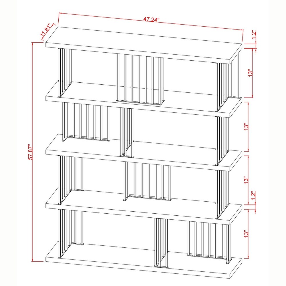 DAVEE Modern   Contemporary Antique Wood 4 tier Bookcase   57.87*47.24*11.81 inches