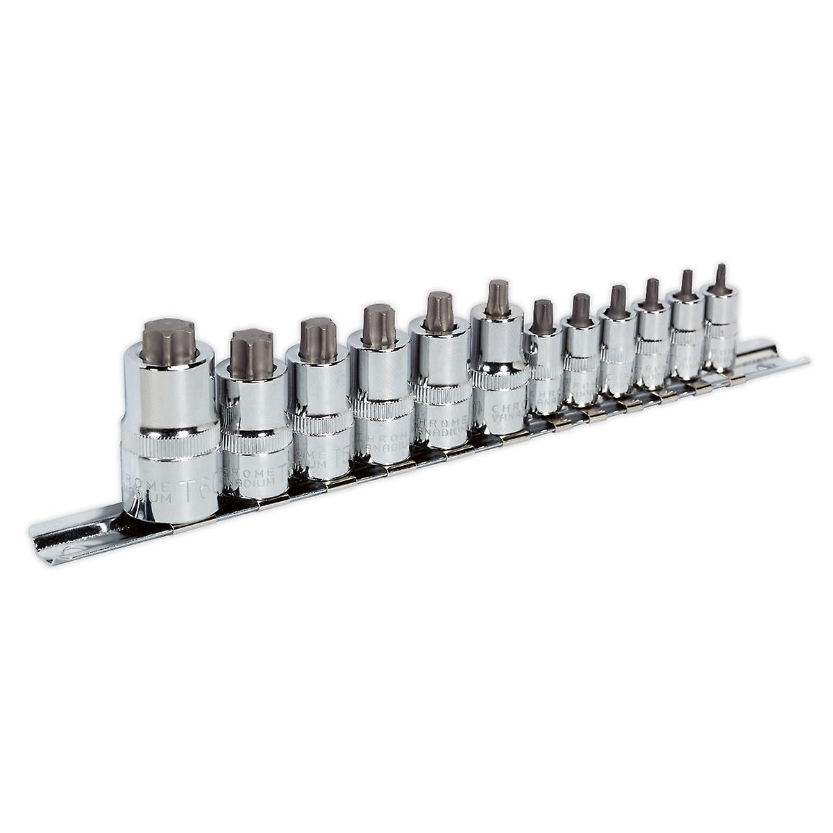 Sealey Ak6228 Trx-Star Socket Bit Set 12Pc Stubby 1/4 3/8 And 1/2Sq Drive