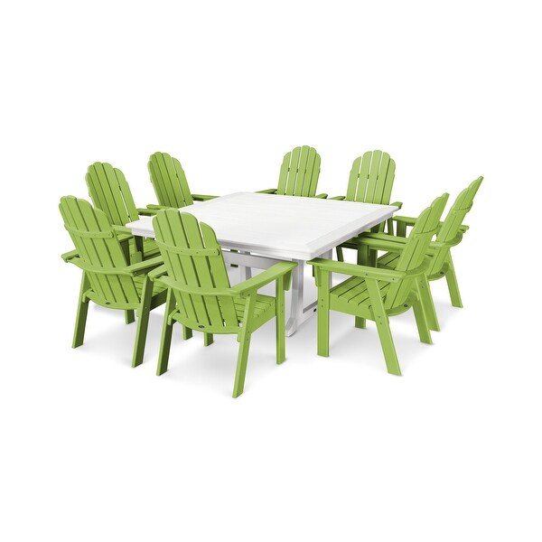 POLYWOOD Vineyard Adirondack 9Piece Nautical Trestle Dining Set