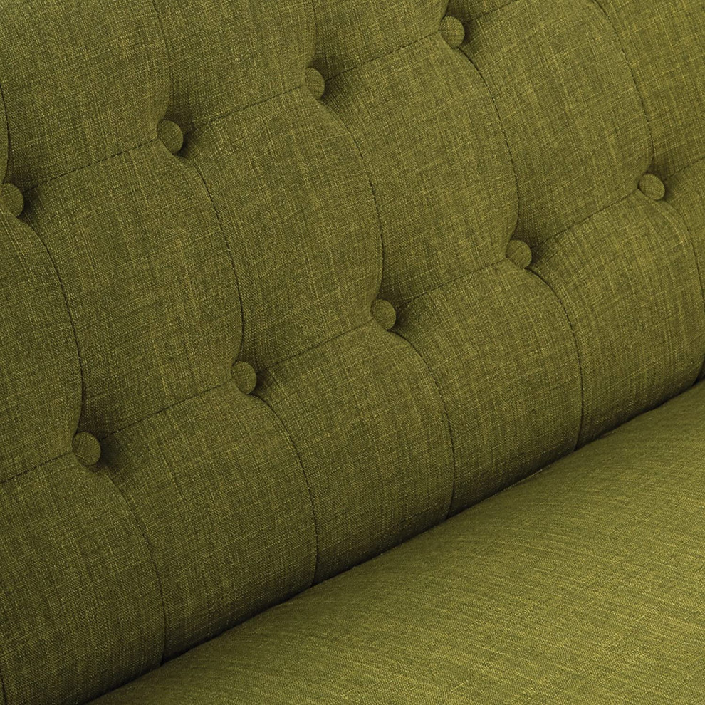 Mid Century Modern Loveseat  Angled Hardwood Legs  ampButton Tufted Back  Green   Midcentury   Loveseats   by Decor Love  Houzz