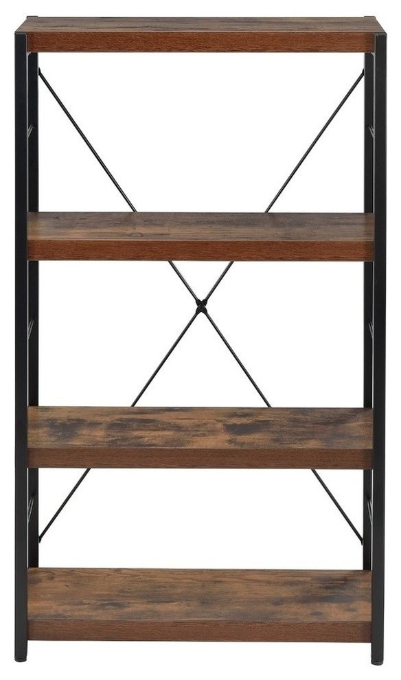 Acme Bookshelf in Weathered Oak and Black Finish 92399   Industrial   Bookcases   by HedgeApple  Houzz