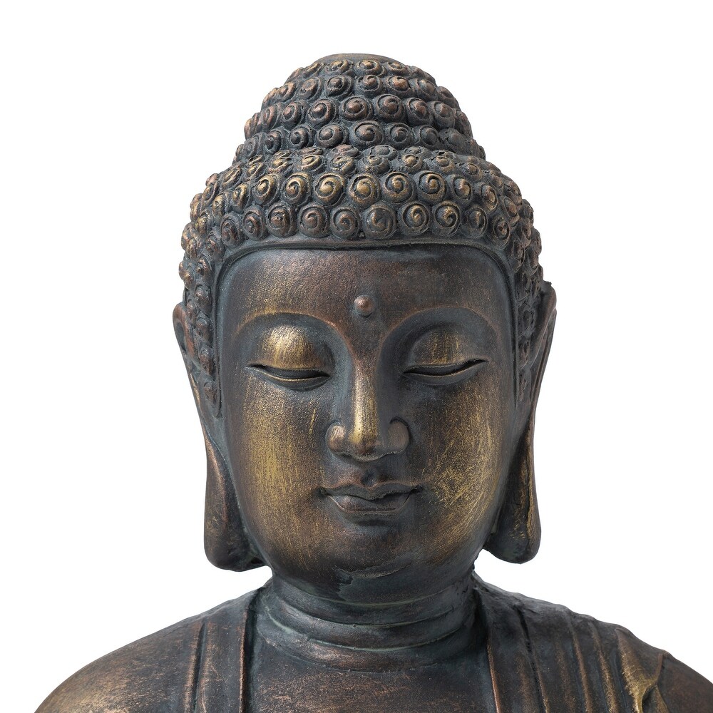 Glitzhome Zen Style MgO Meditating Buddha Garden Statue Indoor Outdoor