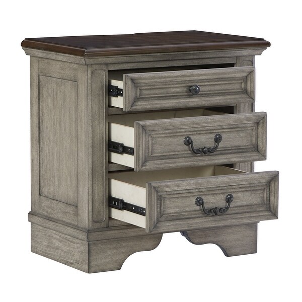 Ashley Furniture Lodenbay Black and Gray 3 Drawer Night Stand with Charging Station - - 36513930