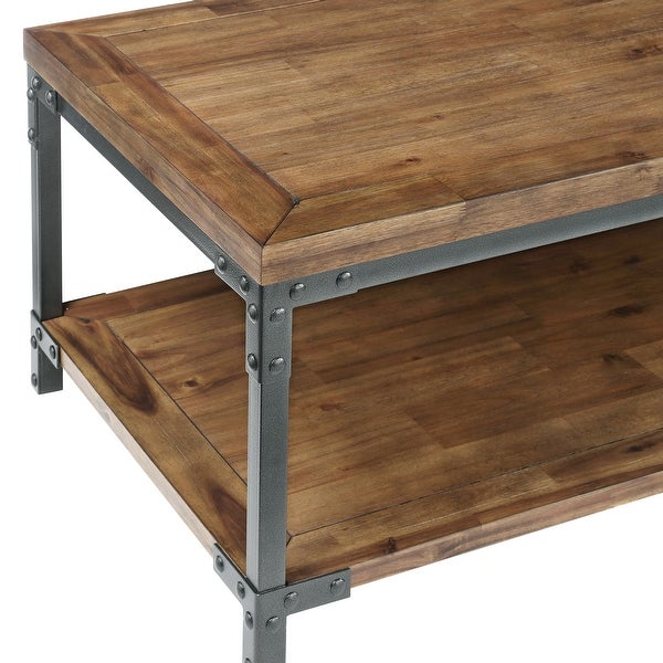 Leyburn Industrial Wood and Metal Coffee Table with Casters by Greyson Living