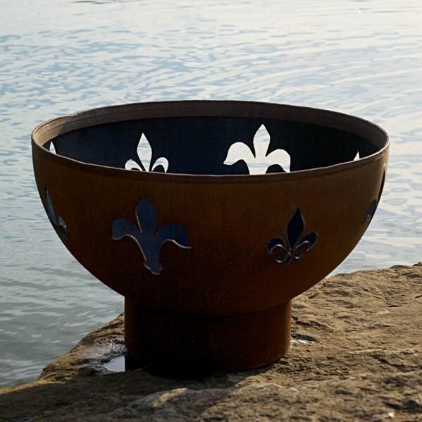 Fire Pit Art Fleur De Lis 36-Inch Wood Burning Fire Pit