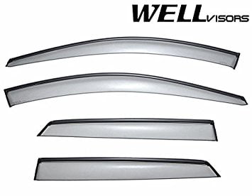 WellVisors Side Window Wind Deflector Visors - Mercedes Benz ML Class W164 ML320 ML350 ML450 ML500 ML550 2006 2007 2008 2009 2010 2011 with Black Trim