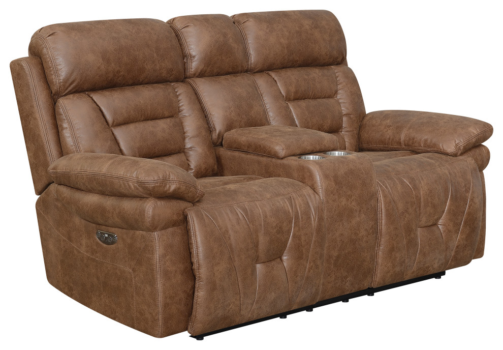 Brock Power Recliner Console Loveseat   Contemporary   Loveseats   by Steve Silver  Houzz