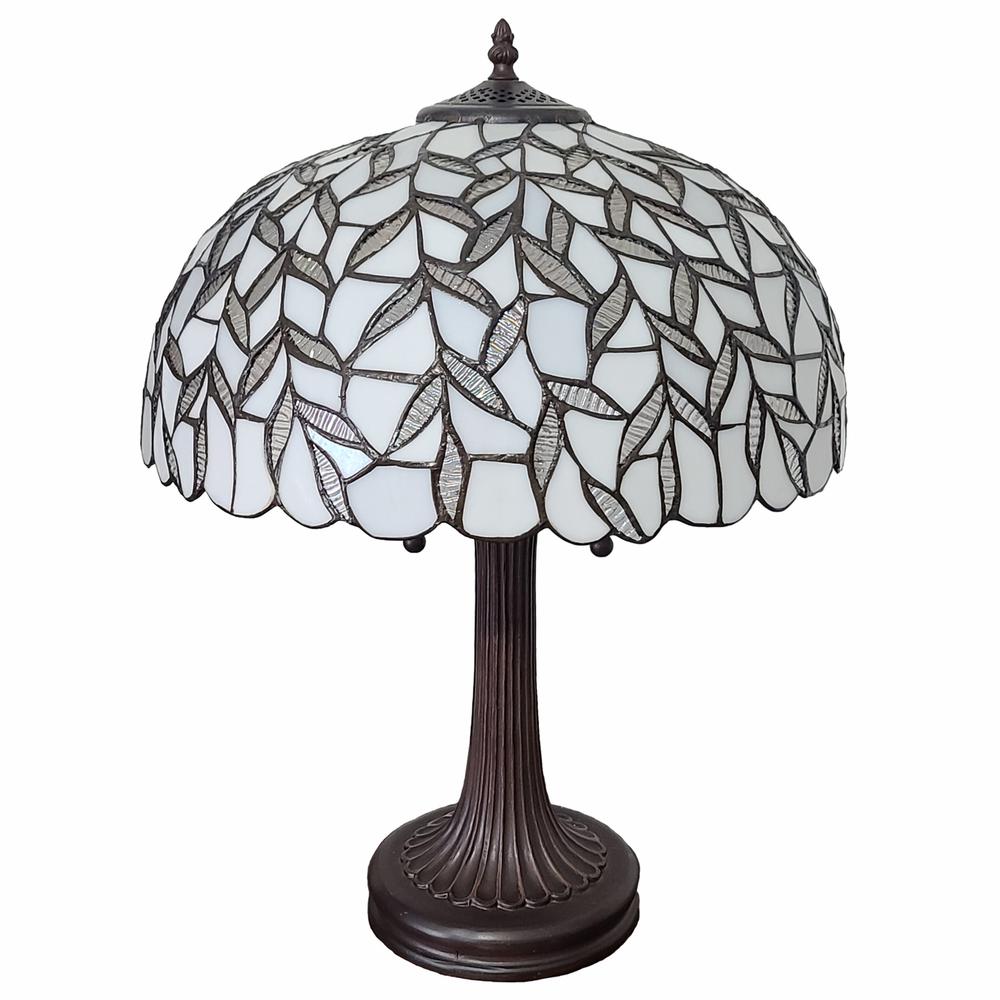 HomeRoots 478169 24 in. Stained Glass Leafy Vintage Accent Table Lamp&#44; Multi Color