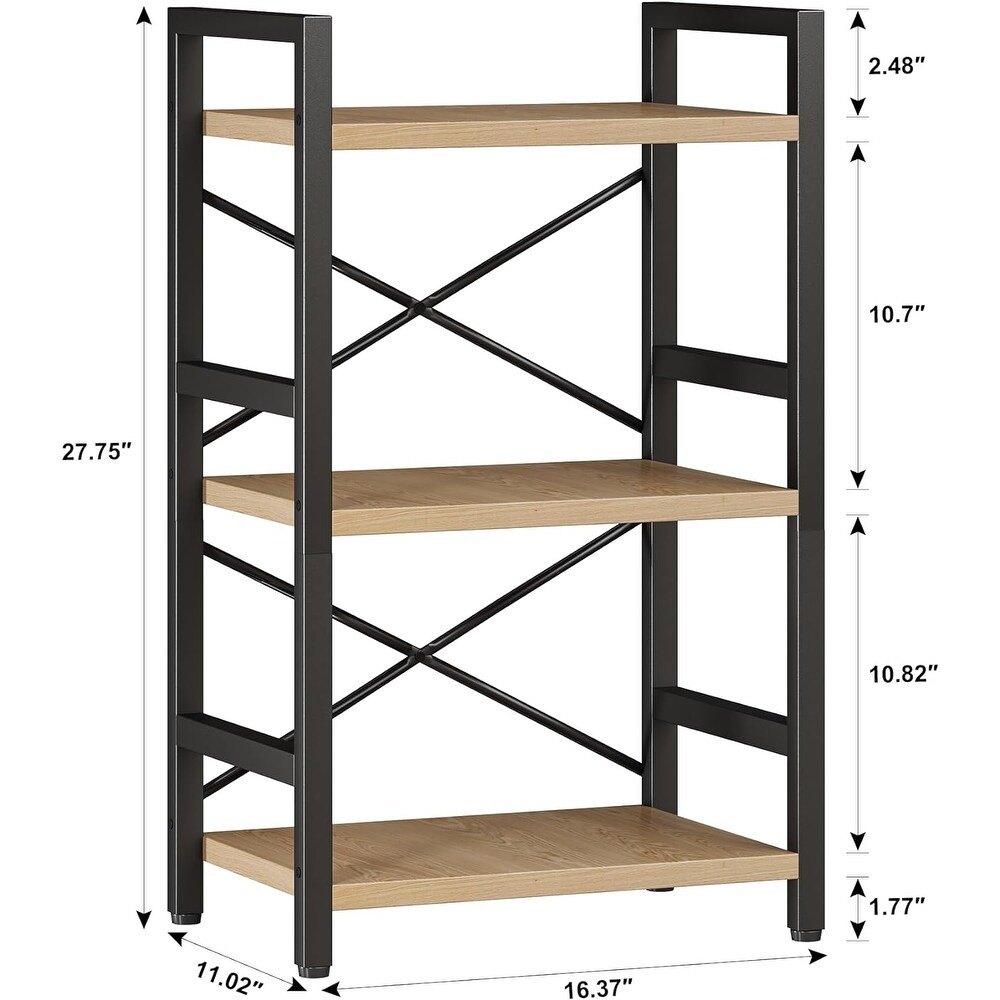 3 Tier Metal Industrial Small Bookcase