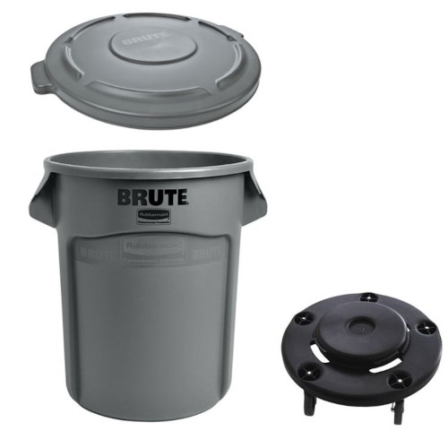 Rubbermaid FG263200GRAY Brute 32-Gallon Trash Can Kit